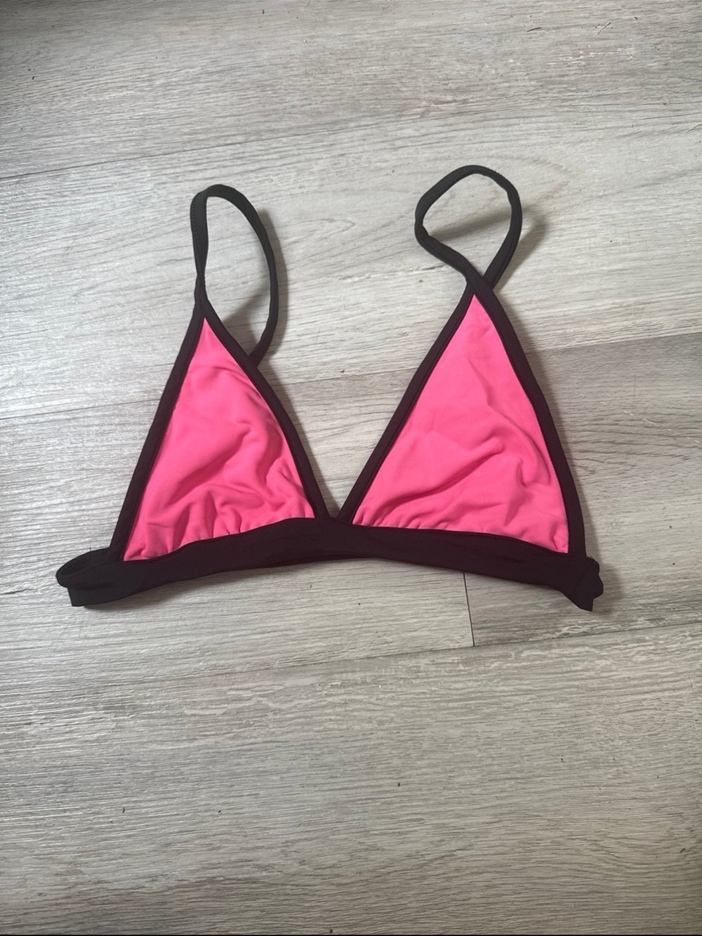 Coulbourne Hot Pink Triangle Bikini Top with Black Trim